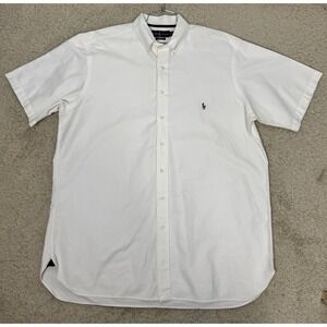 Ralph Lauren Classic Fit Crisp White Short Sleeve Button Down Shirt Men's XLT